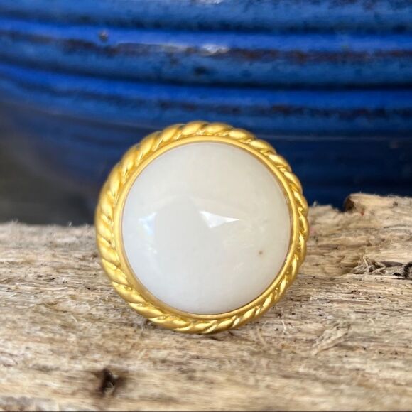 Dolomite 18k Button Sheila Fajl GLOW Masterpiece Statement Cocktail Ring - Picture 2 of 14